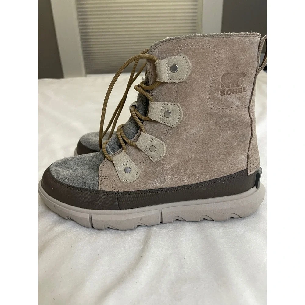 Sorel Explorer II Joan Waterproof Boots Taupe Felt Womens 8